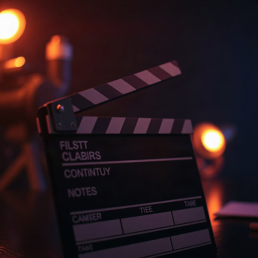 Clapperboard and continuity notes on set